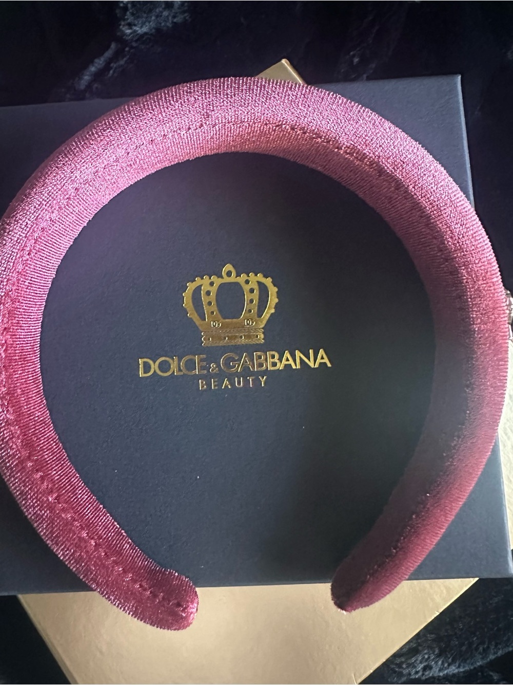Dolce & Gabbana Pink Velvet Padded Headband